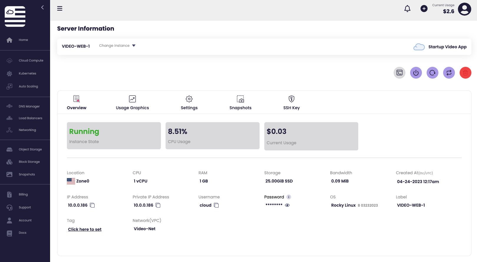 screenshot of American Cloud